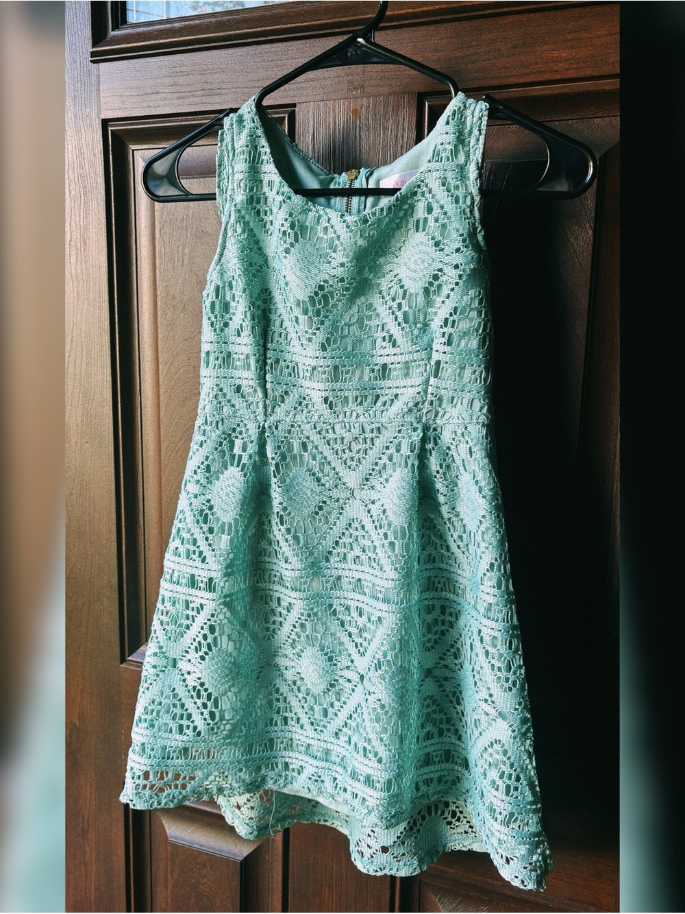 Girls Mint Lace Fit-and-Flare Dress M